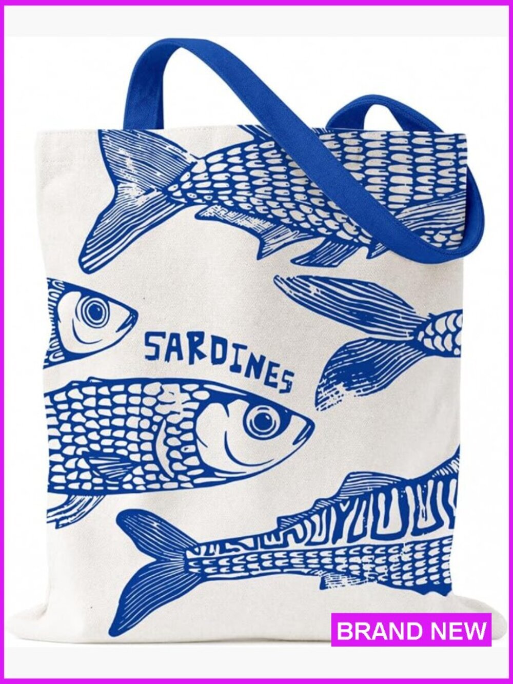 Reusable Canvas Tote Bag Coastal Vintage Shoulder Beach Grocery Shopping Travel